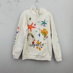 Coachella White Beach Themed Pullover Hoodie Adult Size M